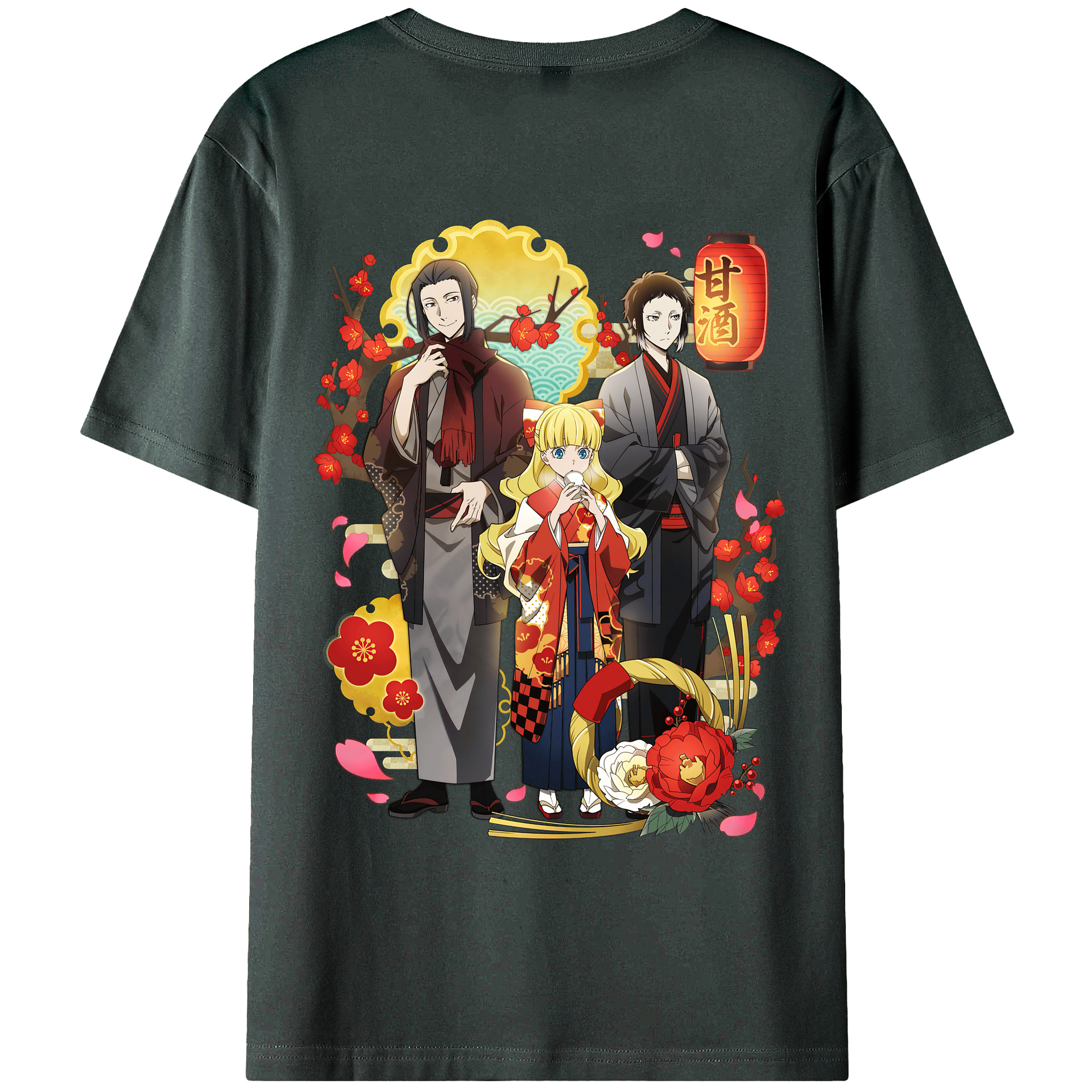 （画像用） 文豪ストレイドッグス Bungo Stray Dogs 綿100％ メンズ半袖Tシャツ（バックプリント） 通気性